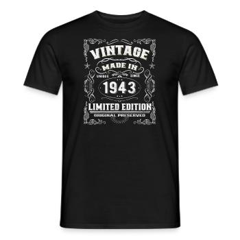 Retro vintage design for 80th birthday 1943 - Men's T-Shirt - black - Front - AI Model Male 178 light (178cm)