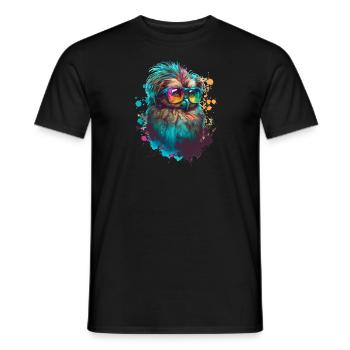 Colorful Cute Owl with Sunglasses Animal Design - Männer T-Shirt - Schwarz - Vorne - AI Model Male 178 light (178cm)