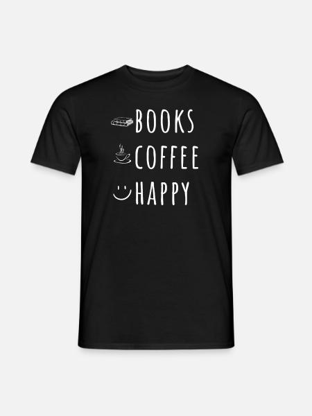 Books, Coffee, Heppy - Men's T-Shirt - black