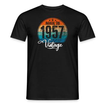 Millésime Fabriqué en 1957 Année de naissance 1957 Anniversaire - T-shirt homme - noir - Devant - AI Model Male 178 light (178cm)