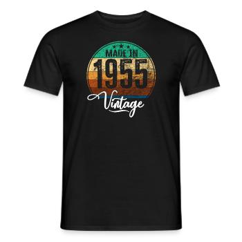 Millésime fabriqué en 1955 Année de naissance 1955 Anniversaire - T-shirt homme - noir - Devant - AI Model Male 178 light (178cm)