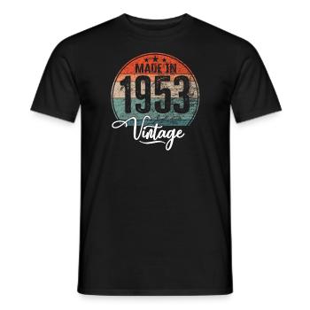 Millésime fabriqué en 1953 Année de naissance 1953 Anniversaire - T-shirt homme - noir - Devant - AI Model Male 178 light (178cm)