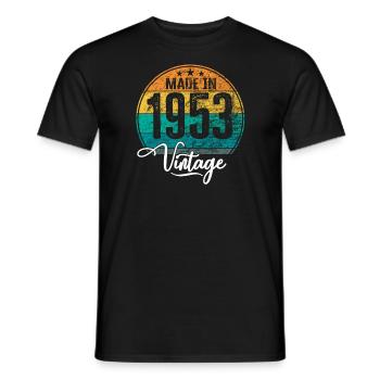 Millésime fabriqué en 1953 Année de naissance 1953 Anniversaire - T-shirt homme - noir - Devant - AI Model Male 178 light (178cm)