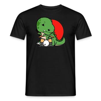 Lustiger Drache Trommel Spieler Schlagzeuger - Männer T-Shirt - Schwarz - Vorne - AI Model Male 178 light (178cm)