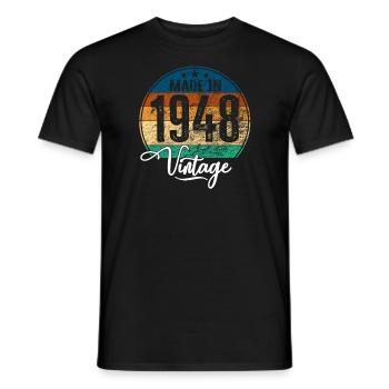 Millésime fabriqué en 1948 Année de naissance 1948 Anniversaire - T-shirt homme - noir - Devant - AI Model Male 178 light (178cm)