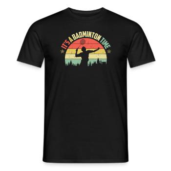 Vintage Shutterstock Badminton Player - Männer T-Shirt - Schwarz - Vorne - AI Model Male 178 light (178cm)