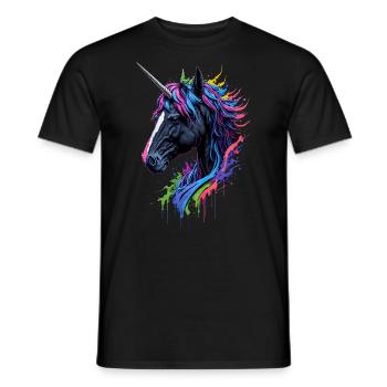 Rainbow Splash Einhorn - Männer T-Shirt - Schwarz - Vorne - AI Model Male 178 light (178cm)