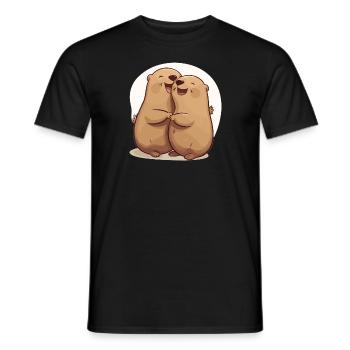 Otter Couple Cute Otter Matching Couple - Men's T-Shirt - black - Front - AI Model Male 178 light (178cm)