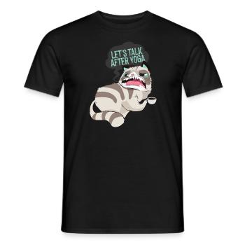 Lets Talk After Yoga Funny Yoga Cat - Männer T-Shirt - Schwarz - Vorne - AI Model Male 178 light (178cm)