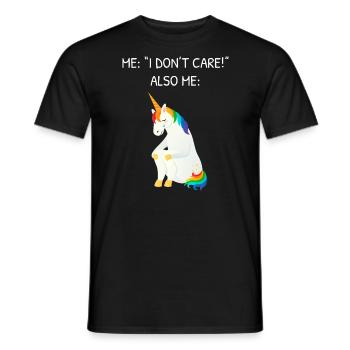 Es ist mir egal, weinende Einhorn-Meme-Illustration - Männer T-Shirt - Schwarz - Vorne - AI Model Male 178 light (178cm)