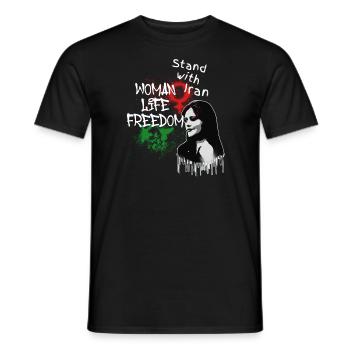 woman life freedom,vögel,iran,graffiti,Mahsa Amini - Men's T-Shirt - black - Front - AI Model Male 178 light (178cm)