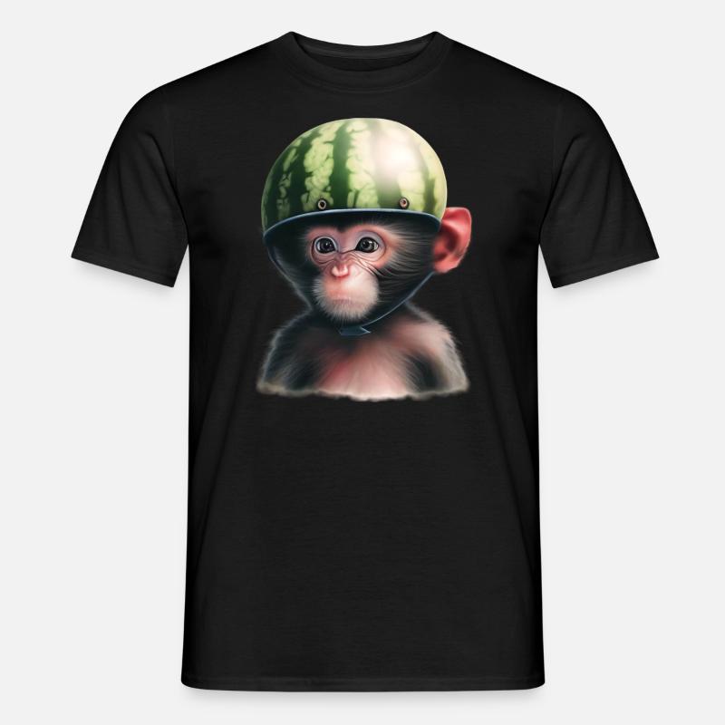 Monkey with watermelon - Men's T-Shirt - black