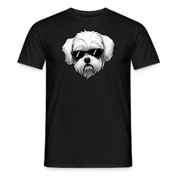 Malteser Hund, der Sonnenbrille trägt - Männer T-Shirt - Schwarz - Vorne - AI Model Male 178 light (178cm)