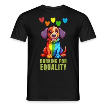 Aboiements pour l'égalité - Gay pride - T-shirt homme - noir - Devant - AI Model Male 178 light (178cm)