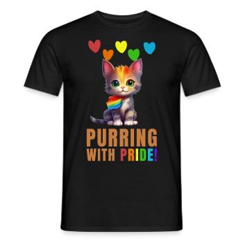 Gay pride - ronronner de fierté - T-shirt homme - noir - Devant - AI Model Male 178 light (178cm)