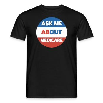 Posez-moi des questions sur la sécurité sociale Medicare - T-shirt homme - noir - Devant - AI Model Male 178 light (178cm)