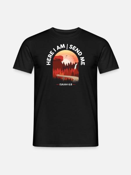 Aquí estoy Envíame el versículo de la Biblia - Mænd T-shirt - sort
