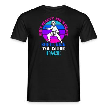 She`s Beauty She`s Grace Karate Girl - Men's T-Shirt - black - Front - AI Model Male 178 light (178cm)