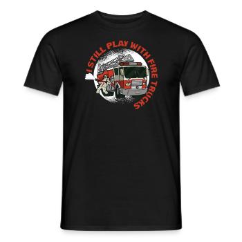 Toujours jouer Fire Trucks Fireman - T-shirt homme - noir - Devant - AI Model Male 178 light (178cm)