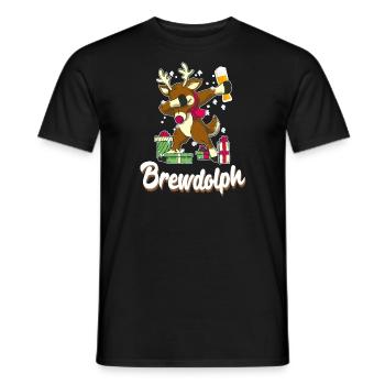 Brewdolph Funny Beer Lover Reindeer - Men's T-Shirt - black - Front - AI Model Male 178 light (178cm)