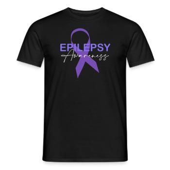 Epilepsy Awareness Purple Ribbon - Men's T-Shirt - black - Front - AI Model Male 178 light (178cm)