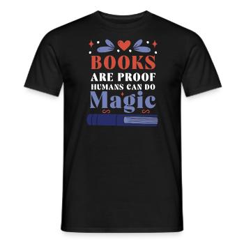 Livres Preuve Les Humains Font Magique Amoureux des livres - T-shirt homme - noir - Devant - AI Model Male 178 light (178cm)