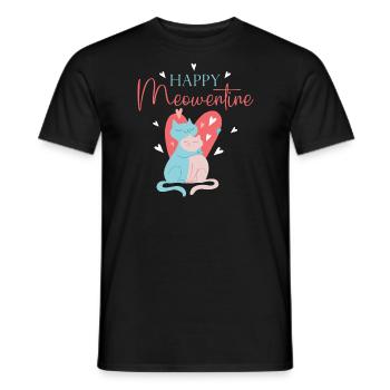Happy Meowentine Valentinstag Katze - Männer T-Shirt - Schwarz - Vorne - AI Model Male 178 light (178cm)