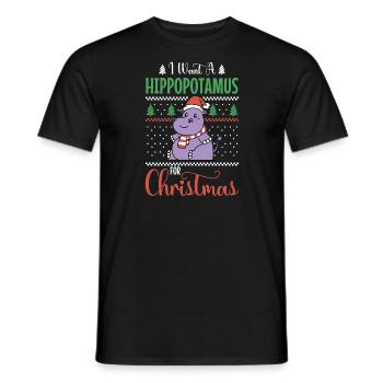 Ich will ein Nilpferd zu Weihnachten - Männer T-Shirt - Schwarz - Vorne - AI Model Male 178 light (178cm)