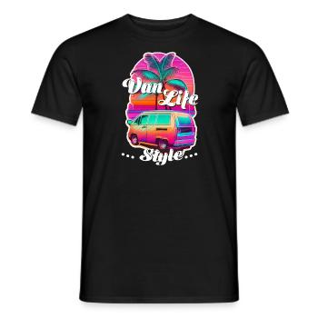 Van-Lifestyle-Stil - Camping - Männer T-Shirt - Schwarz - Vorne - AI Model Male 178 light (178cm)