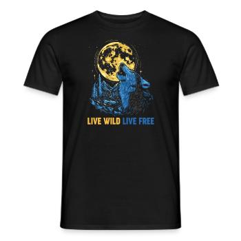 Howling Wolf Live Wild Live Kostenlos - Männer T-Shirt - Schwarz - Vorne - AI Model Male 178 light (178cm)