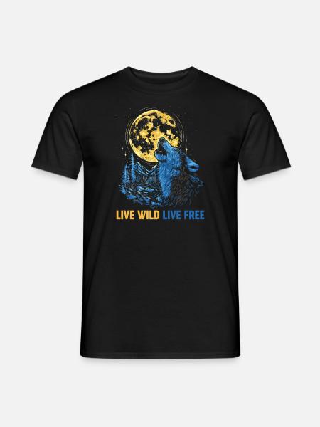 Howling Wolf Live Wild Live Kostenlos - Männer T-Shirt - Schwarz