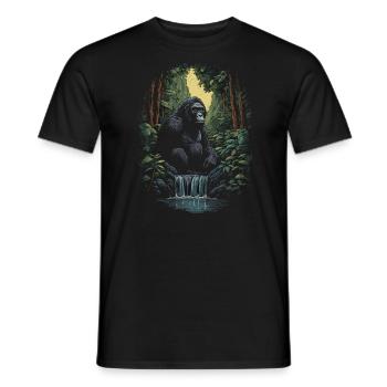 Gorilla Affe Tier Baby Jungtier Äffchen Gorillas - Männer T-Shirt - Schwarz - Vorne - AI Model Male 178 light (178cm)
