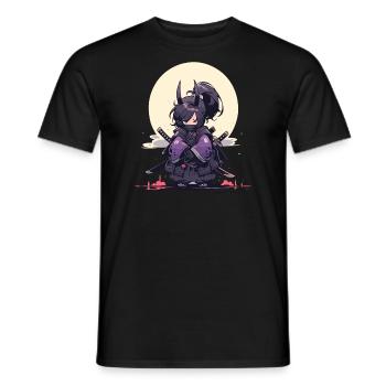 Epic Samurai Girl Anime Design - Men's T-Shirt - black - Front - AI Model Male 178 light (178cm)