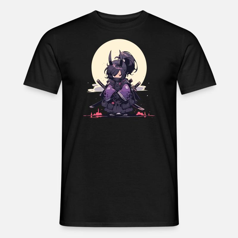 Episches Samurai Mädchen Anime-Design - Männer T-Shirt - Schwarz