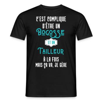 C'est compliqué d'être Bogosse et Tailleur - T-shirt homme - noir - Devant - AI Model Male 178 light (178cm)