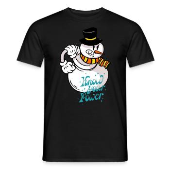 Snowman Power Snowman "Know your Power" Power - Men's T-Shirt - black - Front - AI Model Male 178 light (178cm)