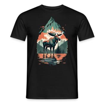 Wildniswächter: Elch und Natur in Harmonie - Männer T-Shirt - Schwarz - Vorne - AI Model Male 178 light (178cm)
