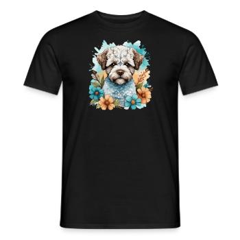 Lagotto Romagnolo Hund Niedlich mit Blumen - Männer T-Shirt - Schwarz - Vorne - AI Model Male 178 light (178cm)