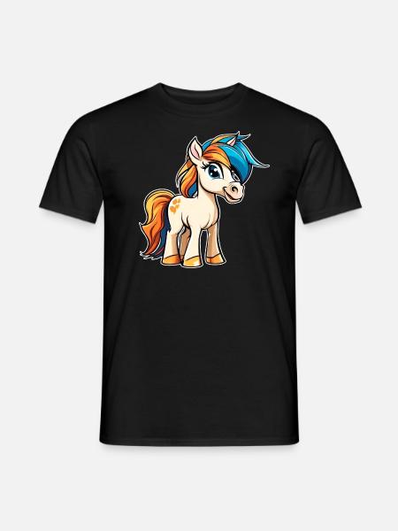 Mignon petit cheval poney - T-shirt homme - noir