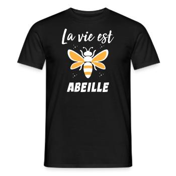 La vie est abeille - T-shirt homme - noir - Devant - AI Model Male 178 light (178cm)