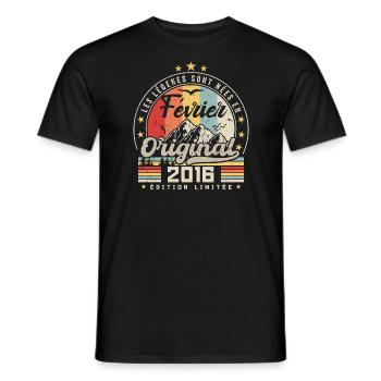 February 2018 6th Birthday Gift February 2018 - Men's T-Shirt - black - Front - AI Model Male 178 light (178cm)