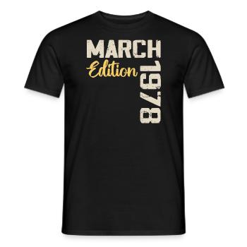 March 1978 Birthday Gift March 1978 - Men's T-Shirt - black - Front - AI Model Male 178 light (178cm)