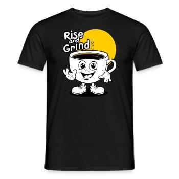 Rise And Grind Coffee - Men's T-Shirt - black - Front - AI Model Male 178 light (178cm)