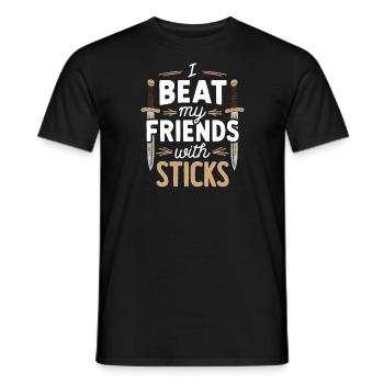 Je bats mes amis avec des bâtons drôle GN - T-shirt homme - noir - Devant - AI Model Male 178 light (178cm)