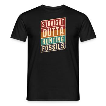 Straight Outta Hunting Fossils Paleontology - Men's T-Shirt - black - Front - AI Model Male 178 light (178cm)