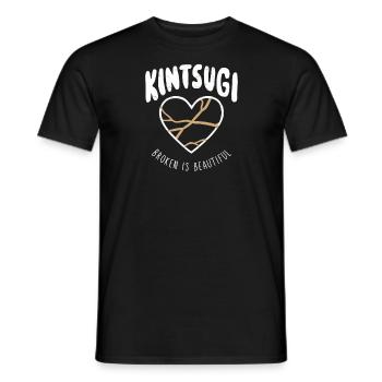 Kintsugi Broken is Beautiful Elegant Kintsukuroi - Men's T-Shirt - black - Front - AI Model Male 178 light (178cm)