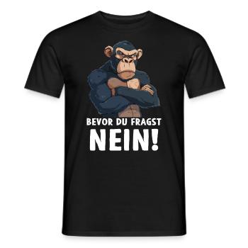 Chimpanzee Monkey Primate Before You Ask No - Men's T-Shirt - black - Front - AI Model Male 178 light (178cm)