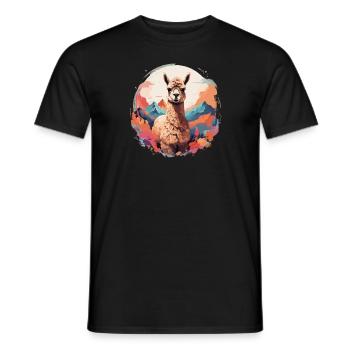 Alpaka Lama Cooler prächtiger Hintergrund - Männer T-Shirt - Schwarz - Vorne - AI Model Male 178 light (178cm)