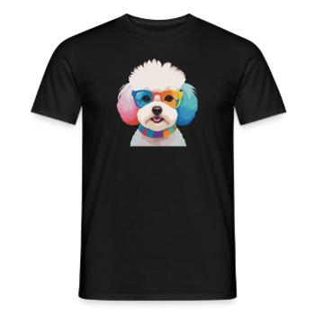 Bichon Frisé Dog Cute Colorful Glasses - Men's T-Shirt - black - Front - AI Model Male 178 light (178cm)