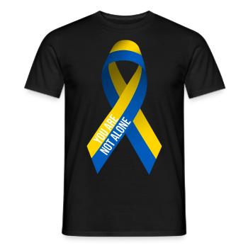 Support Ukraine Peace Design - Not Alone - Men's T-Shirt - black - Front - AI Model Male 178 light (178cm)
